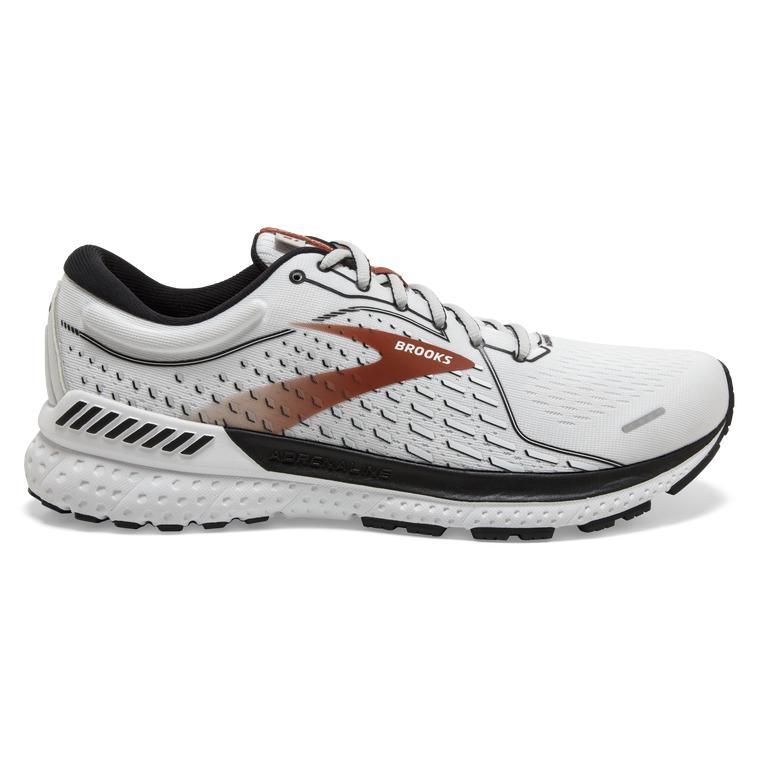 Brooks Adrenaline Gts 21 - Mens Walking Shoes - White/Black/Orange (36709ZDXT)